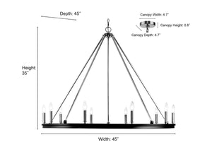 Chandeliers 10 Lamps Carruth Chandelier - Modern Gold - 45in Diameter - E12 Candelabra Base