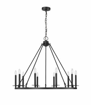 Chandeliers 10 Lamps Florence Chandelier - Matte Black - 36in Diameter - E12 Candelabra Base