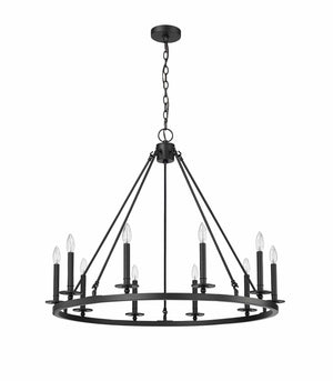 Chandeliers 10 Lamps Florence Chandelier - Matte Black - 36in Diameter - E12 Candelabra Base