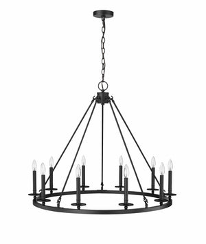 Chandeliers 10 Lamps Florence Chandelier - Matte Black - 36in Diameter - E12 Candelabra Base