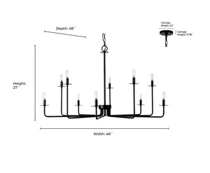 Chandeliers 10 Lamps Marceline Chandelier - Modern Gold - 48in Diameter - E12 Candelabra Base