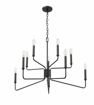 Chandeliers 10 Lamps Raven Chandelier - Matte Black - 36.1in Diameter - E12 Candelabra Base