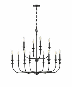 Chandeliers 12 Lamps Savanne Chandelier - Matte Black - 33.9in Diameter - E12 Candelabra Base