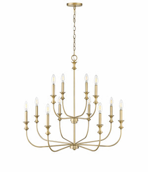 Chandeliers 12 Lamps Savanne Chandelier - Vintage Brass - 33.9in Diameter - E12 Candelabra Base