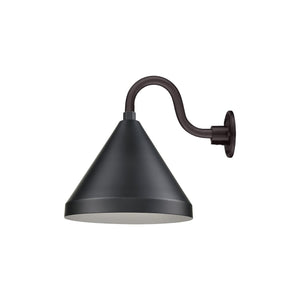 ECO-RLM 13'' Satin Black Cone Shade With Gooseneck 10'' Long Satin Black Gooseneck Arm