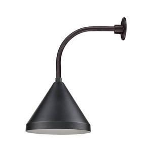 ECO-RLM 13'' Satin Black Cone Shade With Gooseneck 13'' Long Satin Black Vertical Gooseneck Arm