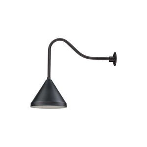 ECO-RLM 13'' Satin Black Cone Shade With Gooseneck 23'' Long Satin Black Gooseneck Arm