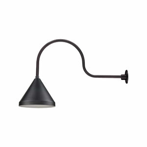 ECO-RLM 13'' Satin Black Cone Shade With Gooseneck 30'' Long Satin Black Gooseneck Arm