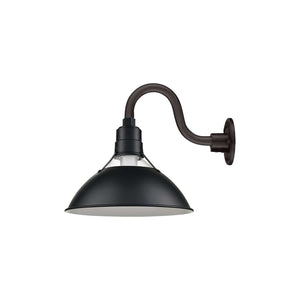 ECO-RLM 13'' Satin Black Glass Cone Shade With Gooseneck 10'' Long Satin Black Gooseneck Arm