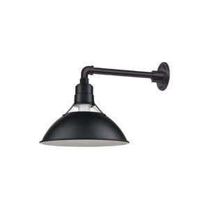 ECO-RLM 13'' Satin Black Glass Cone Shade With Gooseneck 13'' Long Satin Black Straight Arm