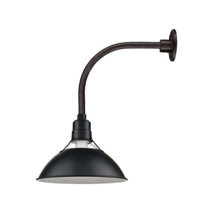 ECO-RLM 13'' Satin Black Glass Cone Shade With Gooseneck 13'' Long Satin Black Vertical Gooseneck Arm