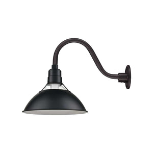 ECO-RLM 13'' Satin Black Glass Cone Shade With Gooseneck 14 1/2'' Long Satin Black Gooseneck Arm