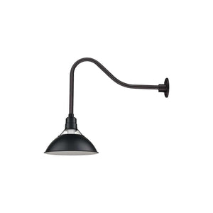 ECO-RLM 13'' Satin Black Glass Cone Shade With Gooseneck 23'' Long Satin Black Gooseneck Arm