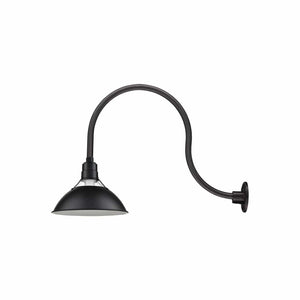 ECO-RLM 13'' Satin Black Glass Cone Shade With Gooseneck 24'' Long Satin Black Gooseneck Arm