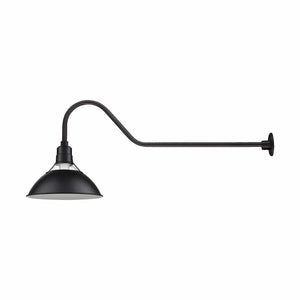 ECO-RLM 13'' Satin Black Glass Cone Shade With Gooseneck 41'' Long Satin Black Gooseneck Arm