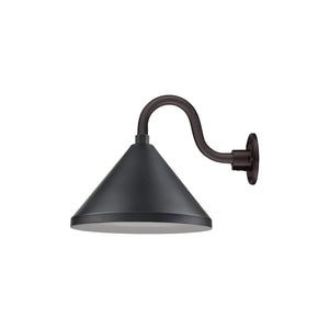 ECO-RLM 13'' Satin Black Wide Cone Shade With Gooseneck 10'' Long Satin Black Gooseneck Arm