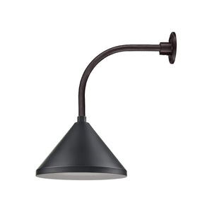 ECO-RLM 13'' Satin Black Wide Cone Shade With Gooseneck 13'' Long Satin Black Vertical Gooseneck Arm