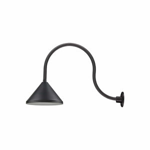 ECO-RLM 13'' Satin Black Wide Cone Shade With Gooseneck 24'' Long Satin Black Gooseneck Arm