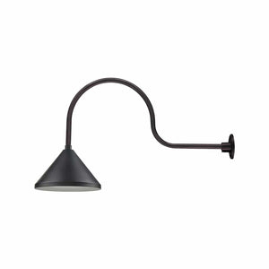 ECO-RLM 13'' Satin Black Wide Cone Shade With Gooseneck 30'' Long Satin Black Gooseneck Arm