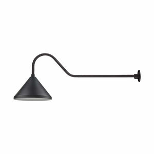 ECO-RLM 13'' Satin Black Wide Cone Shade With Gooseneck 41'' Long Satin Black Gooseneck Arm