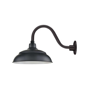 ECO-RLM 14'' Satin Black Aluminum Warehouse Shade With Gooseneck 14 1/2'' Long Satin Black Gooseneck Arm