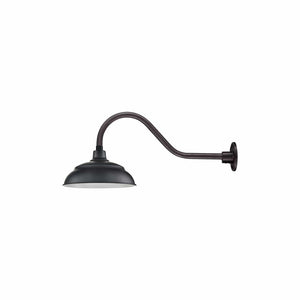 ECO-RLM 14'' Satin Black Aluminum Warehouse Shade With Gooseneck 21 1/2'' Long Satin Black Gooseneck Arm