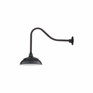 ECO-RLM 14'' Satin Black Aluminum Warehouse Shade With Gooseneck 23'' Long Satin Black Gooseneck Arm