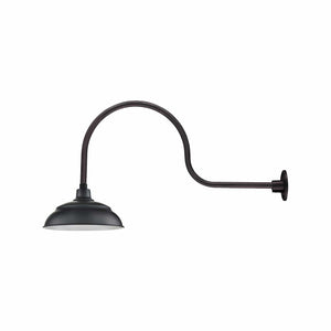 ECO-RLM 14'' Satin Black Aluminum Warehouse Shade With Gooseneck 30'' Long Satin Black Gooseneck Arm