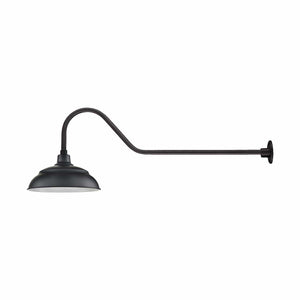 ECO-RLM 14'' Satin Black Aluminum Warehouse Shade With Gooseneck 41'' Long Satin Black Gooseneck Arm