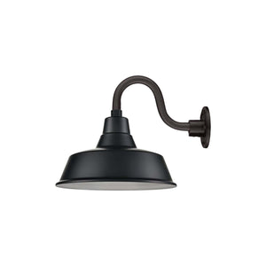 ECO-RLM 14'' Satin Black Classic Warehouse Shade With Gooseneck 10'' Long Satin Black Gooseneck Arm