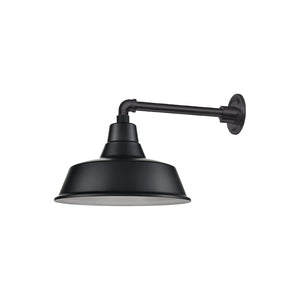 ECO-RLM 14'' Satin Black Classic Warehouse Shade With Gooseneck 13'' Long Satin Black Straight Arm