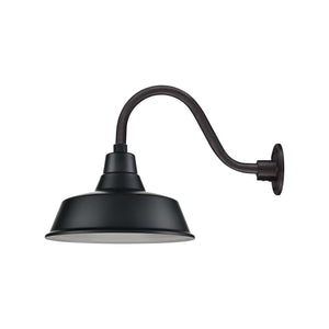 ECO-RLM 14'' Satin Black Classic Warehouse Shade With Gooseneck 14 1/2'' Long Satin Black Gooseneck Arm