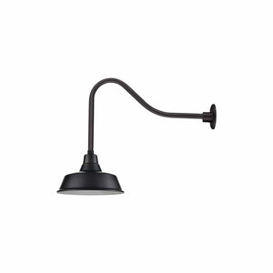 ECO-RLM 14'' Satin Black Classic Warehouse Shade With Gooseneck 23'' Long Satin Black Gooseneck Arm