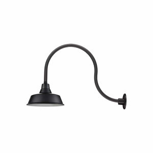 ECO-RLM 14'' Satin Black Classic Warehouse Shade With Gooseneck 24'' Long Satin Black Gooseneck Arm