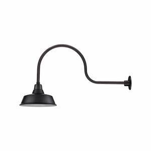 ECO-RLM 14'' Satin Black Classic Warehouse Shade With Gooseneck 30'' Long Satin Black Gooseneck Arm