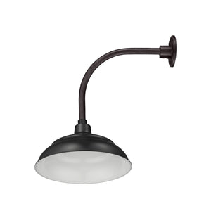 Integrated LED RLM 14in. Integrated LED Warehouse Shade With Gooseneck - Satin Black - 11W - 3000K 13'' Long Satin Black Vertical Gooseneck Arm