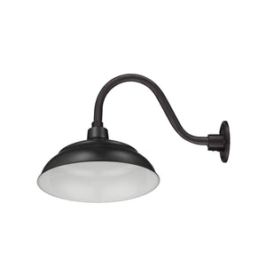 Integrated LED RLM 14in. Integrated LED Warehouse Shade With Gooseneck - Satin Black - 11W - 3000K 14 1/2'' Long Satin Black Gooseneck Arm