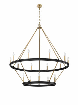 Chandeliers 15 Lamps Carruth Chandelier - Matte Black / Modern Gold - 45in Diameter - E12 Candelabra Base