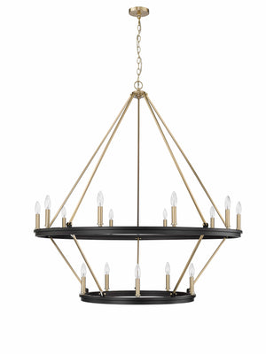 Chandeliers 15 Lamps Carruth Chandelier - Matte Black / Modern Gold - 45in Diameter - E12 Candelabra Base