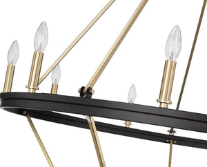 Chandeliers 15 Lamps Carruth Chandelier - Matte Black / Modern Gold - 45in Diameter - E12 Candelabra Base