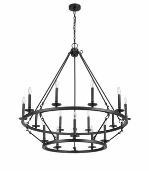 Chandeliers 15 Lamps Florence Chandelier - Matte Black - 41.75in Diameter - E26 Medium Base