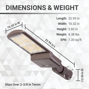 LED Shoe Box 150W/120W/80W LED Area Light With Split Fit Mount - 3K/4K/5K CCT - 100-277VAC