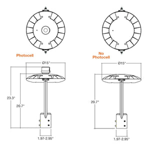 LED Post Top Lamps 150W/125W/100W LED Post Top Lamp - 3K/4K/5K CCT - 100-277VAC