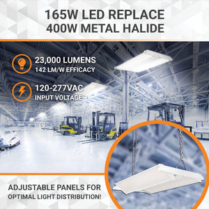 LED High Bay Lights 165W/130W/110W LED Linear High Bay with Chain Mount - 4K/5K CCT - 120-277VAC