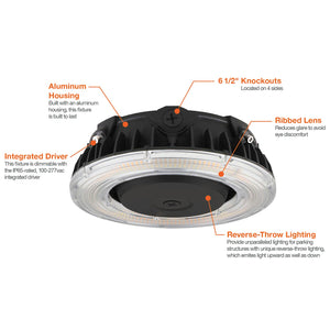 100W LED Round Canopy Light - Wattage and Color Switching - Bronze Finish