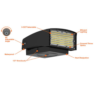 50W/40W/30W LED Full Cutoff Wall Adjustable Wallpacks  - Bronze