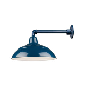 ECO-RLM 17'' Navy Blue Warehouse Shade With Gooseneck 13'' Long Navy Blue Straight Arm