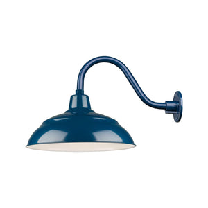 ECO-RLM 17'' Navy Blue Warehouse Shade With Gooseneck 14 1/2'' Long Navy Blue Gooseneck Arm