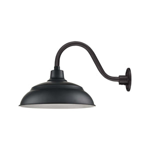 ECO-RLM 17'' Satin Black Aluminum Warehouse Shade With Gooseneck 14 1/2'' Long Satin Black Gooseneck Arm