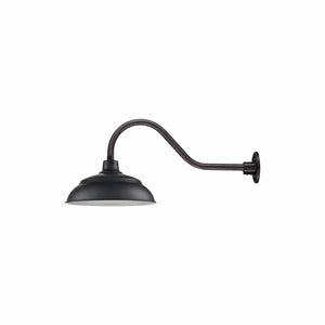 ECO-RLM 17'' Satin Black Aluminum Warehouse Shade With Gooseneck 21 1/2'' Long Satin Black Gooseneck Arm